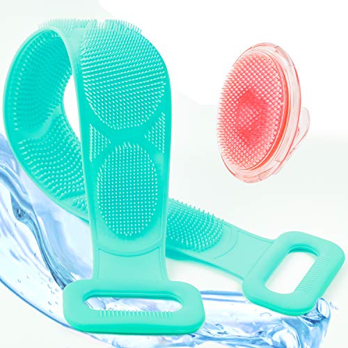 Back Scrubber for Shower, Morgles Silicone Bath Body Brush Scrubber with Exfoliating Brush Silicone Body Brush for Shower Deep Exfoliating (Green)