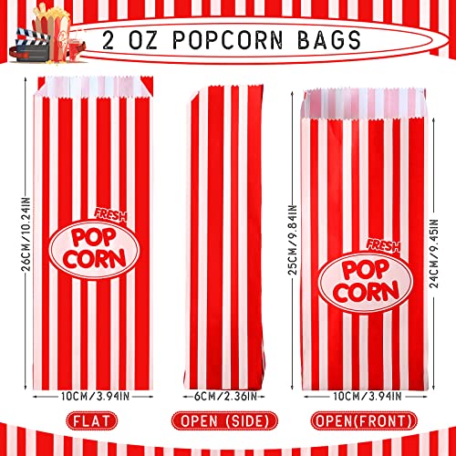 Image of Sherr 1000 Pcs 2oz Popcorn Bags Bulk Red Retro Stripes Disposable Popcorn Bags for Movie Nights Circus Carnival Party Favors Birthday Party Event Supplies Machine Accessories