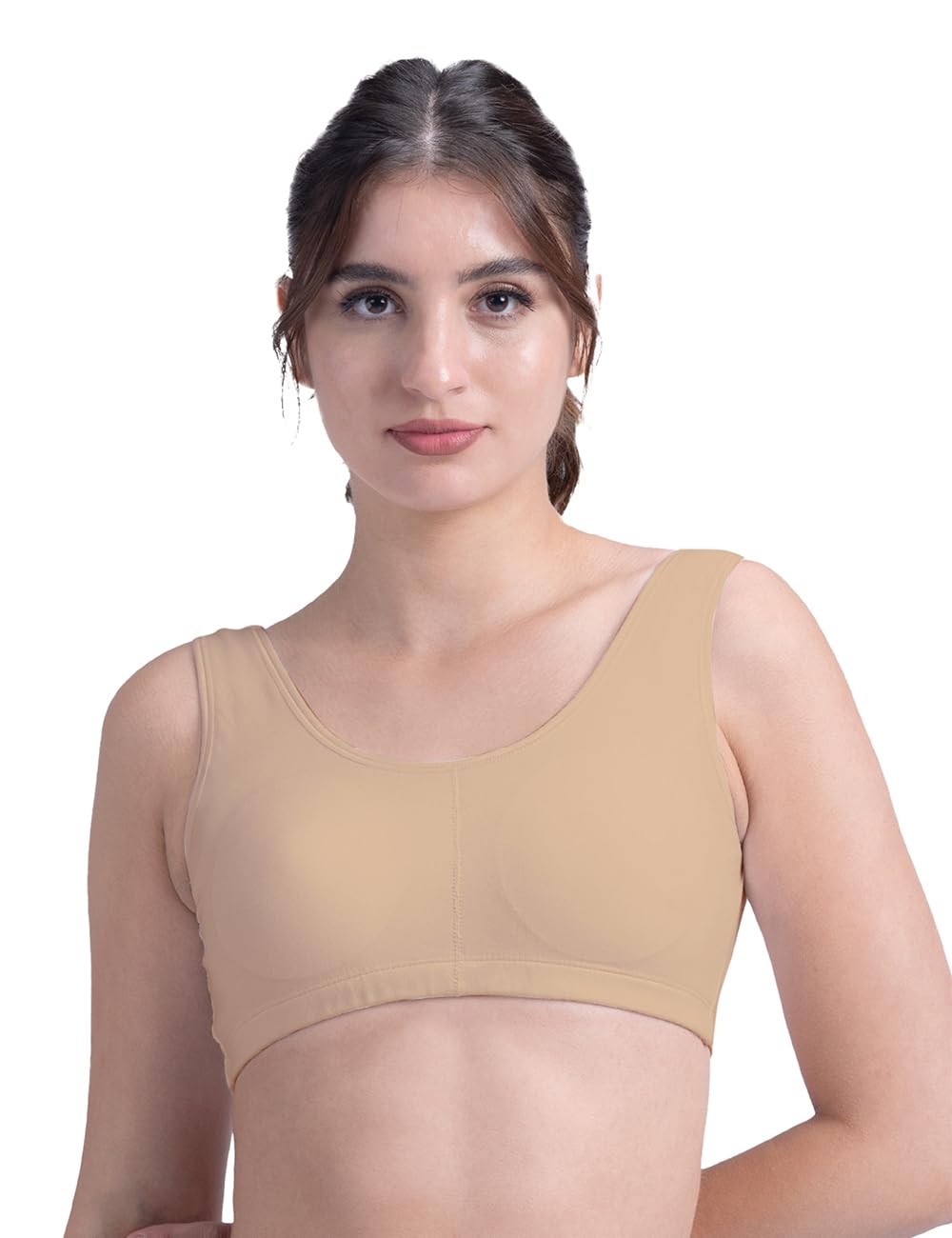VSTAR VSG03 Full Coverage Uniform Bra for Teens | Seamless Solid Padded Cotton Elastane Bra with Removable Pads, Broad Fabric Straps, and Concealed Underband | Pack of 1