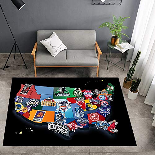 CXJC Rechteckig 160 * 100 * 0.6CM Polyester Teppich, NBA Basketball Teppich, Lakers Krieger Wohnzimmer Teppich, Personalisierte Kreative Animation, Slam Dunk Master Bedroom Nacht Mat (Farbe : O) Cover