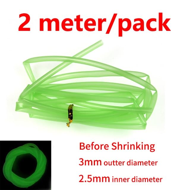 flexiable rubber 3mm Diameter Luminous Heating Shrink Tube Saltwater Fishing Accessories Shrink Sleeves Fishing Rigs Protector 2 Meter bag drain elastic (Color : 1pack shrink tube)