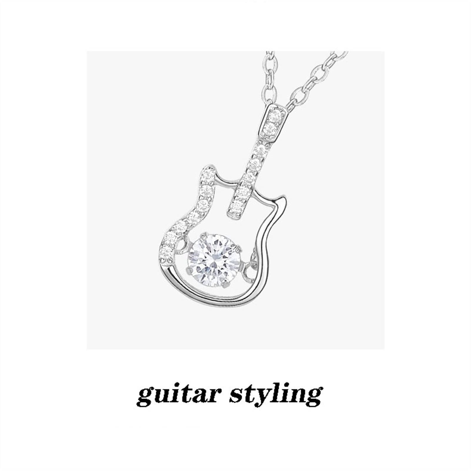 CLoxks Collane 925 Collana for chitarra d'argento Fashioni uniche Clavicle Chain Women's Neckace Gifts for Best Friend Collana da donna