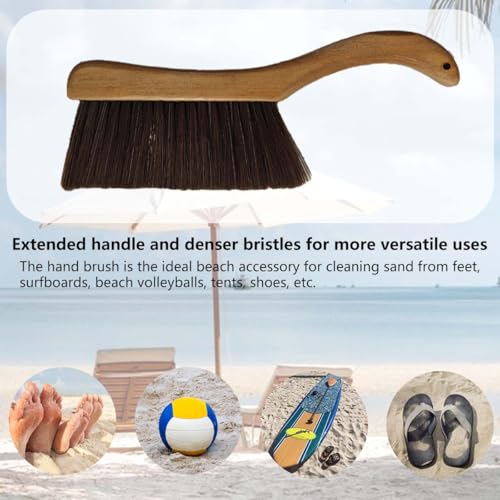 Image of Sand Brush for Beach Feet - Effective Sand Remover with Black Mesh Bag - Essential Beach Accessories Gear for Surfing, Water Sports, Volleyball - Ideal for Ocean and Lakeside Recreation (Khaki)