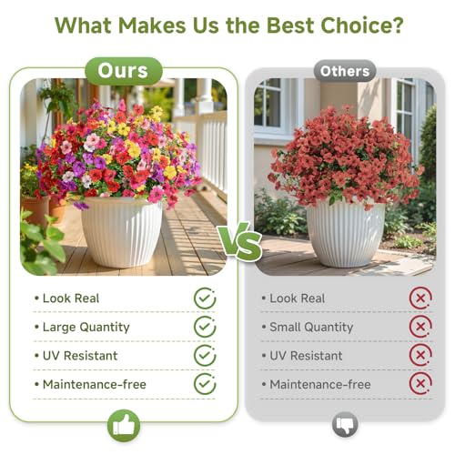 Alupssuc 24 Bundles Artificial Flowers for Outdoors Decoration, UV Resistant Silk Faux Daisy Flora Spring Fake Plastic Plants Greenery for Outside Indoor Yard Home Porch Window Box image 2
