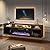 TAVATA 70" Floating TV Stand with 36" Electric Fireplace - Wall Mounted Entertainment Center with LED Lights & Storage Cabinet, Modern Media Console for Living Room, Supports TVs up to 80" (Black)