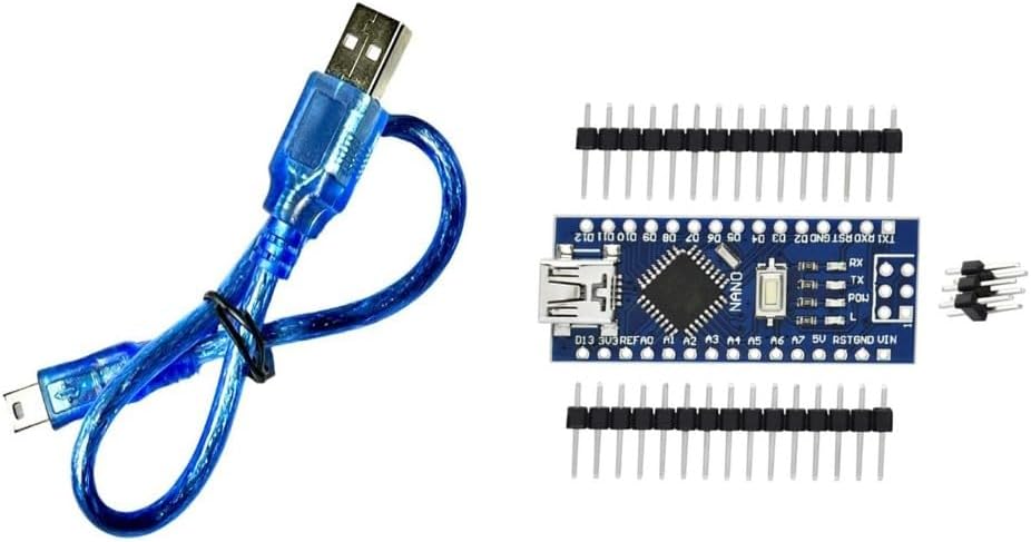 Robocraze Improved Version Nano V3 Board compatible with Arduino | Nano V3 Board with Soldered Pins and USB Cable for Beginners or Robotics Starter Kits Compatible Arduino Nano V3