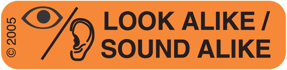 1-810 "Look Alike Sound" Permanent Paper Label, 1 9/16" x 3/8", Orange, Pack of 1000