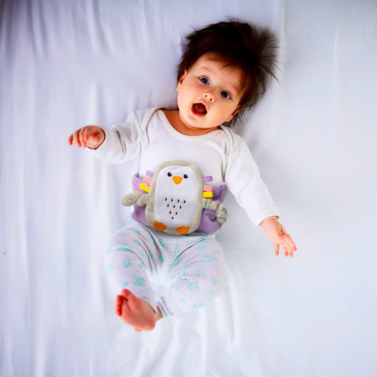 Superse Colic and Gas Relief for Newborns - Colic Calm Baby Heating Pad Belly Band for Upset Stomach and Baby Reflux - Warm Aroma Stomach Band for Fussy Infant Gas with Washcloth (Purple Penguin) : Baby