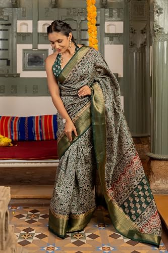 Image of MIRCHI FASHION Saree for Woman | Art Silk Floral Printed Ethnic Occasional Sari with Blouse