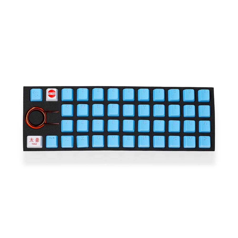 Tai-Hao TPR Rubber Backlit Double Shot Keycap Set, 42 Keys in Neon Blue