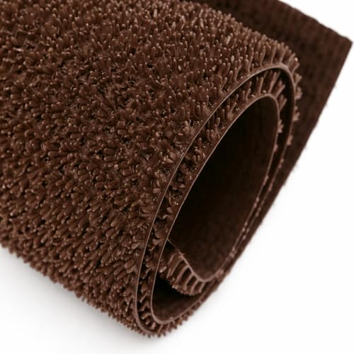 Image of YALISH Polyvinyl PVC Spike Entrance Door Mats for Home, Offices, Hotel Rooms Artificial Grass Turf Mat, Multiple, Textured Surface, Indoor Outdoor Use (Brown - 2 X 1.5 FT / 60 X 45 CM)