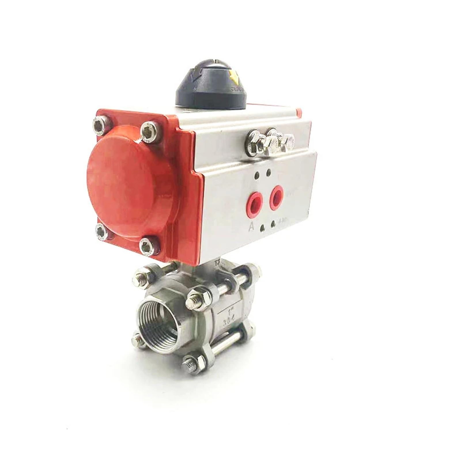 1/4" Three Piece High Platform Pneumatic Ball Valve Stainless Steel 304 Double Acting Cylinder