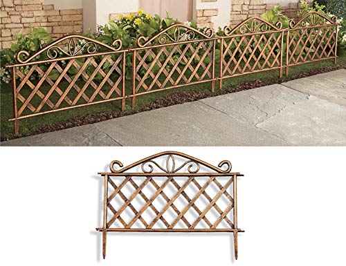 SkyMall Decorative Scroll Metal Look Garden Border Fence - Gold (4 Pieces)