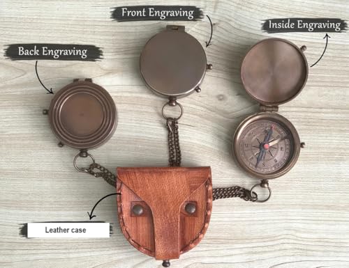 Brújula personalizada grabada de latón artesanal miniatura 3