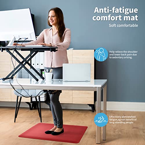 Art3D Anti Fatigue Mat - 1/2 Inch Cushioned Kitchen Mats - Non Slip Foam Comfort Cushion For Standing Desk, Office Or Garage Floor (17.3"X28", Red) #TOP3