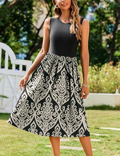 Image of Zeagoo Women's Summer Tank Midi Dress with Pockets Floral Sleeveless A-Line Casual Loose T-Shirt Dresses Beach Sundress 2026