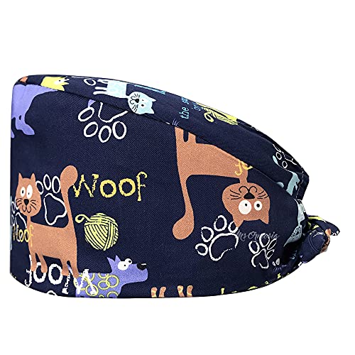 VIAOLI Doctor Work Hats Operating Room Medical Printed Sweat-Absorbent Surgical Hats Dental Clinic Nursing Caps (22037)