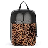 Leopard Pattern Shoe Bags for Travel Water-Resistant Shoes Pouch with Handle Fashion Shoe Organizer with Zipper Closure Portable Sneaker Carrier for Men & Women Daily Use