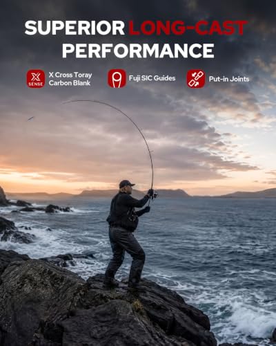 TRUSCEND Aetheron Seabass Cañas de Pescar Multi-Pieza, Caña de Lanzamiento Largo con Carbono Toray y Guías Fuji SIC para Alta Sensibilidad y Resistencia, Protección Anticorrosión, Cañas de Viaje para Agua Dulce y Salada miniatura 3
