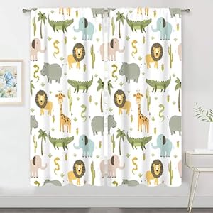 Meshelly Safari-Tiere Vorhänge für Kinderzimmer, 2 Paneele