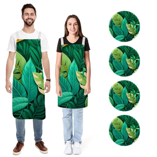 Tabliers de cuisine tropicale lot de 2 imperméables avec poches pour homme et femme