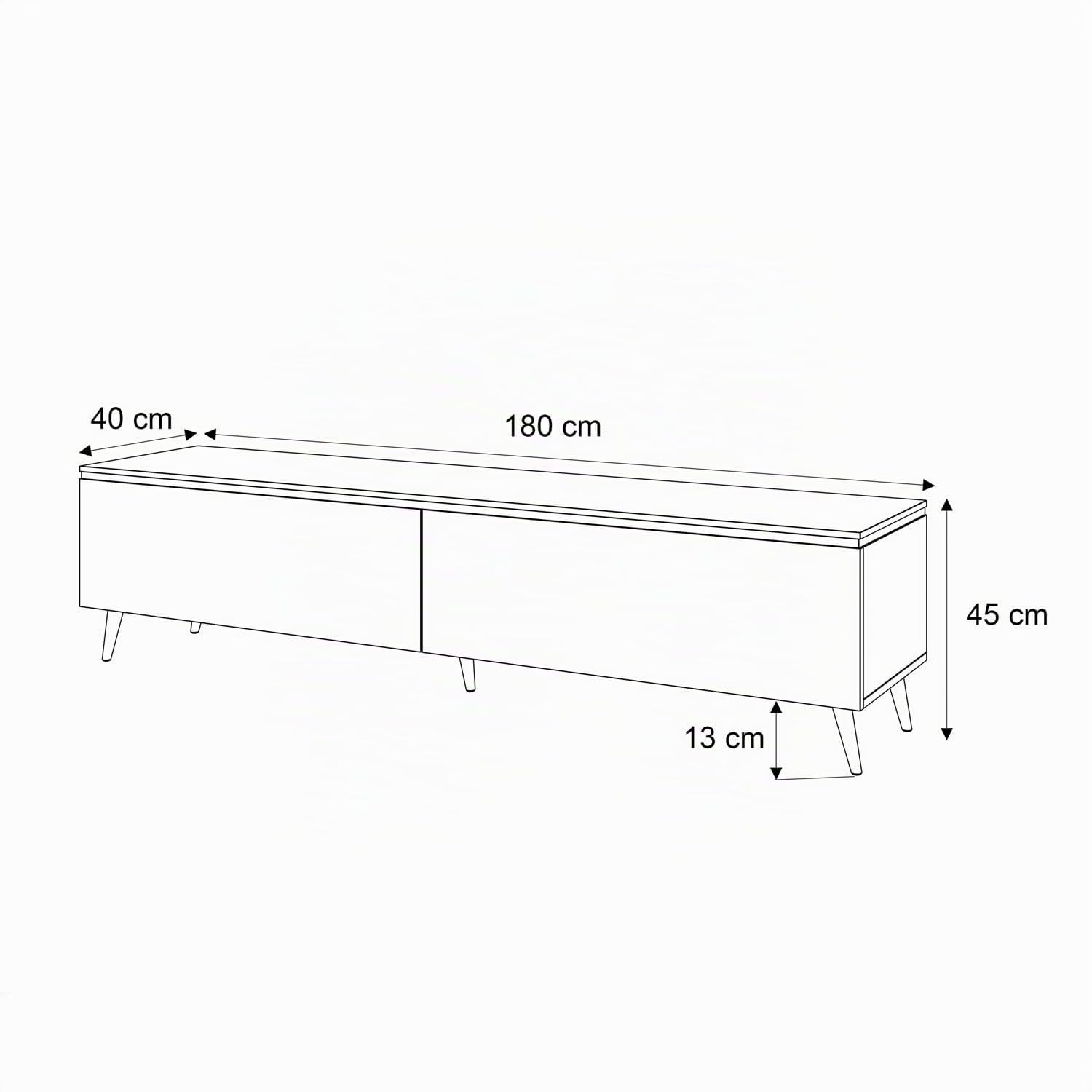 Lookway TV-Schrank Aurora Kaschmir Matt 180 cm Hängeschrank Oder Auf Füßen Gold Dekorative Leiste Mit LED-Option Modernes Wohnzimmermöbel (ohne LED Beleuchtung, Stehend- schräge Gold Chrom Beine)