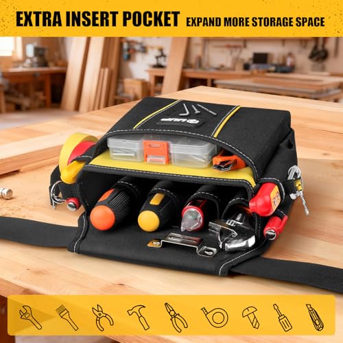 Image of UUP Tool Belt for Men, 10 Pockets Magnetic Tool Pouch Heavy Duty Toolbelt