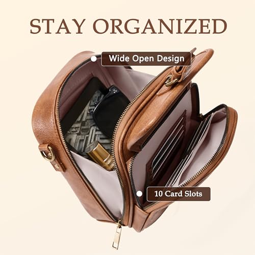 Small Messenger Bag Vegan Leather Crossbody Bag for Women Men, Vintage Cross Body Shoulder Purse with Card Slots2