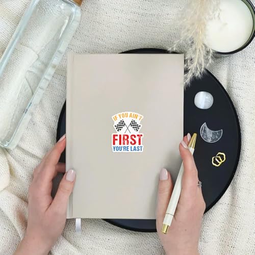 Image of SODAVA 3Pcs If You Ain't First You're Last Stickers Racing Flag Sticker Motivational Quote for Laptop Water Bottle Phone Accessory Boat Car Bumper Window Helmet, Stickers 3 inchx4 inch.