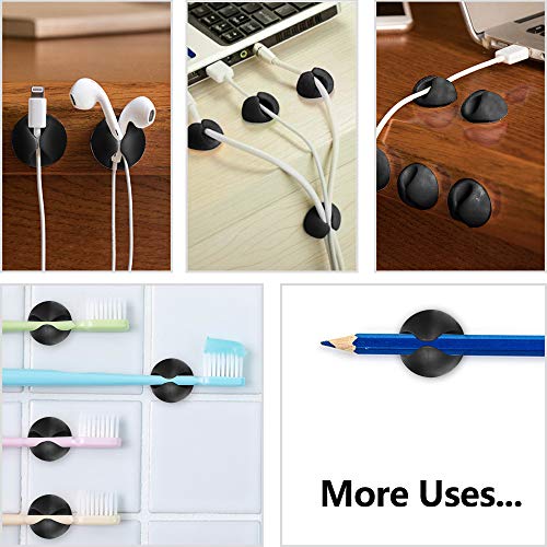 Cable Cord Holder Management Organizer: Cable Clips 16 Pack Self Adhesive Cord Holders - Thumbnail 3