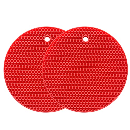 PTAPIPI Tapis de Dessous de Plat en Silicone Tapis de séchage Polyvalent résistant à la Chaleur jusqu'à 464 ° F, Support de Pot, étanche, (Lot de 2)...