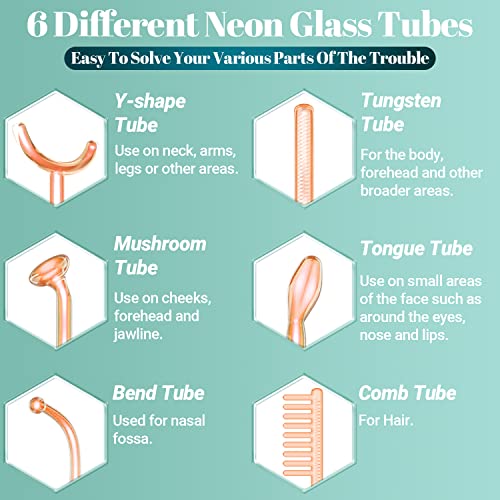 High Frequency Facial Wand - Uaike 6 In 1 Portable Handheld High Frequency Facial Machine - With 6 Pcs Orange Glass Tubes At Home Face Skin Wand Device For Body/Neck/Hair/Face #TOP1