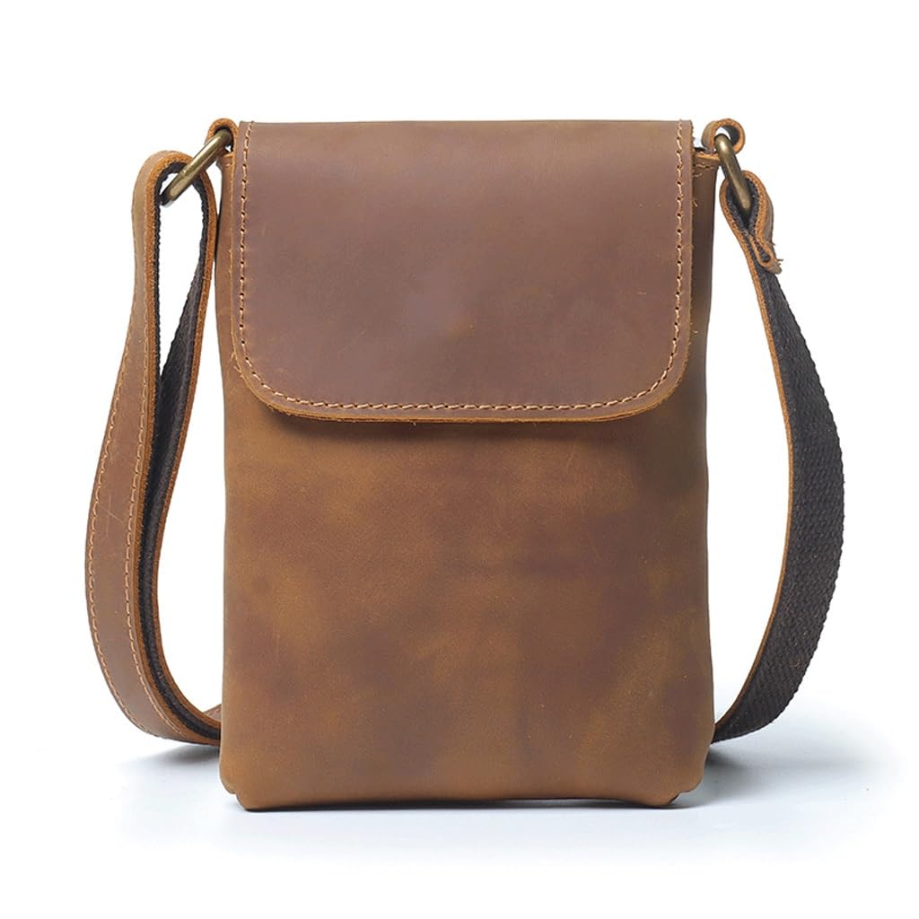 Sac à bandoulière en cuir de vachette véritable pleine fleur élégant pour homme et femme
