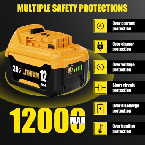 Image of 2Pack 12000mAh High Capacity DCB206 Replacement for Dewalt 20V Max Battery