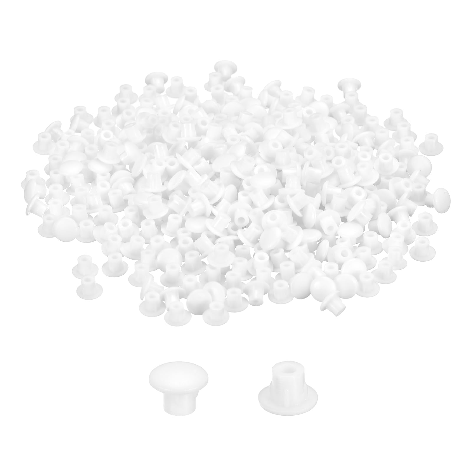 uxcell 800Pcs Screw Hole Plugs, 5mm(3/16") Dia Plastic Round Button Plugs Snap in Locking Hole Covers Flush Type Caps for Furniture Cabinet, White