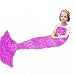 NOPTEG Kids Mermaid Tail Blanket Handmade Crocheted Living Room Sofa Blanket Sleeping Bag Birthday New Year Gift for Camping,Sleeping,Reading,Car Trip(Rose Red)