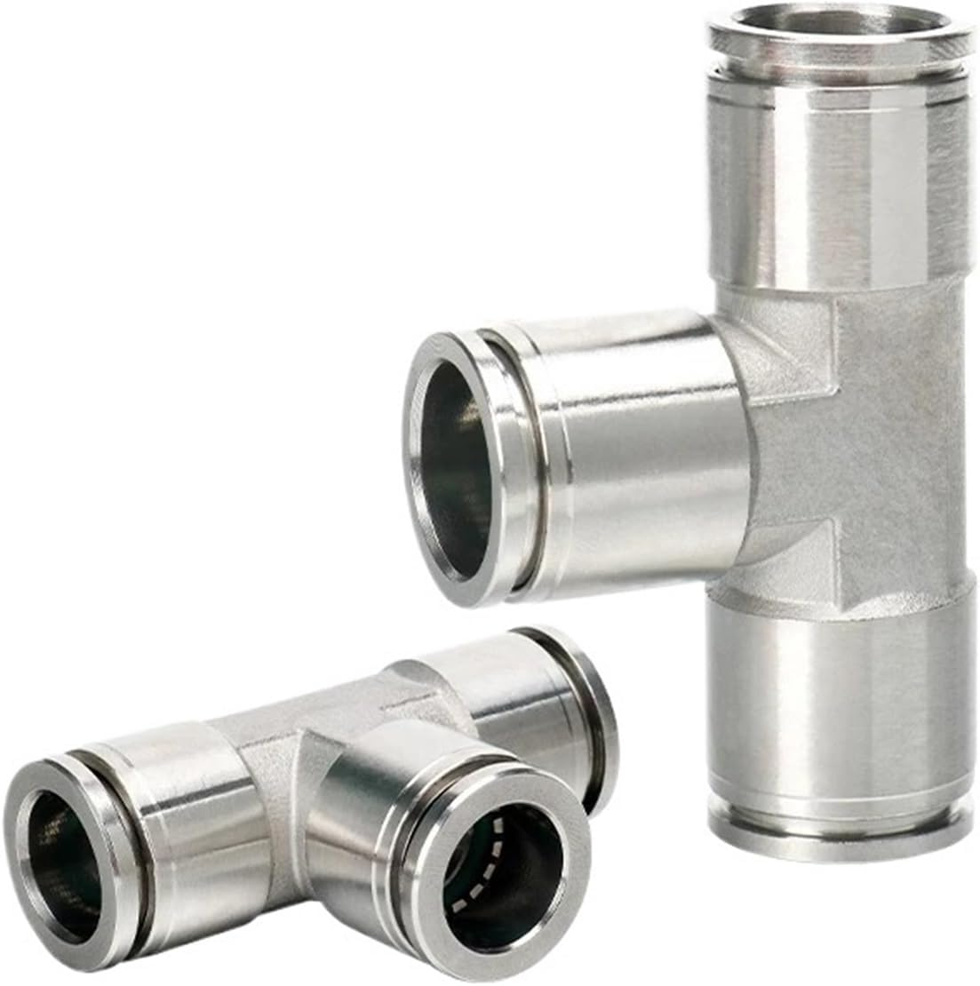 PE 4 6 8 10 12 14 16 mm 1/4" 3/8" 1/2" Tube OD Tee 3 Ways 304 316 Stainless Steel Quick Push In Connector Pneumatic Air Fitting(8MM_OD TUBE)