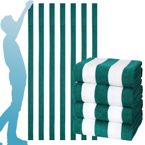 4 Packs Extra Large Beach Towel Bath Towel 72 * 40 Set Bathroom Sheets Bulk Oversized Soft Absorbent Thick XL Big Giant Microfiber Terry Blanket Clearance Turkish Toallas De Playa NOT Cotton Green