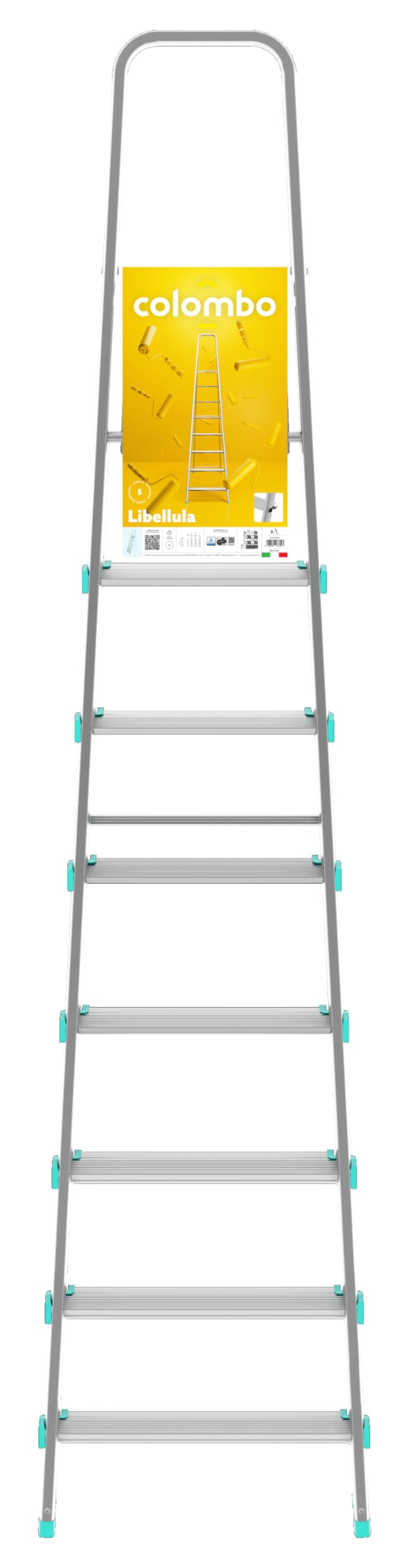 SCALA ALLUMINIO COLOMBO 8 GRADINI PORTATA 150 KG ART. S107A08W Silver
