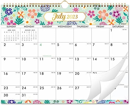 2023-2024 Wall Calendar - Wall Calendar 2023-2024, July 2023 - December 2024, 18 Months Calendar with Julian Date, 15 x 12 Inches, Twin-Wire Binding, Suitable for Hanging on the Wall, Large Blocks and Julian Dates, Flower design, Good Decorative Effect