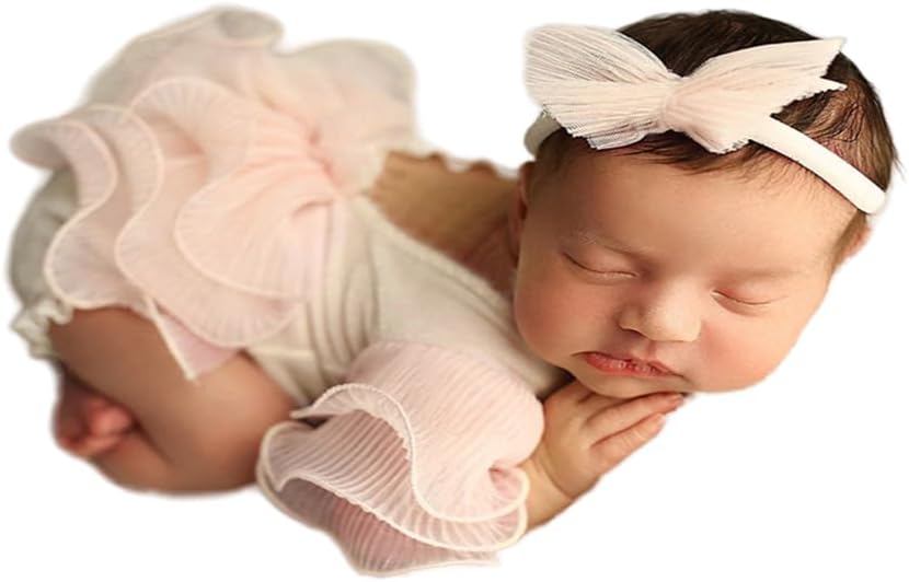 Newborn Photography Props Girl Romper Outfit Newborn Photography Props Headress Lace Romper Baby Photography Costume