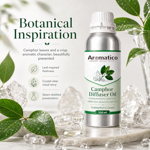 Image of Aromatico Camphor Diffuser Oil for Home Fragrance, Premium Aromatherapy Diffuser Oil, Fresh Camphor Aroma for Diffusers | Potpourri and Room Oil - 250 ml