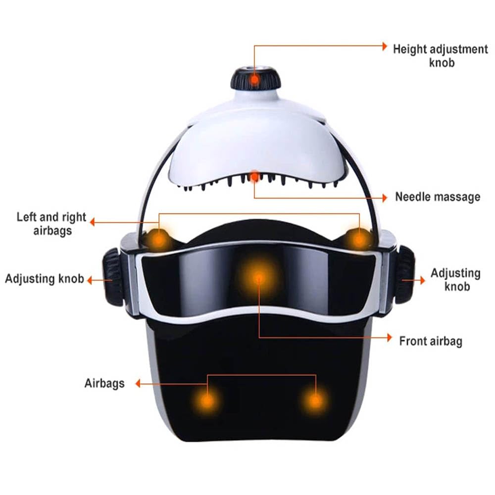 Elektrisches Kopfmassagegerät, Nackenmassagehelm, Tiefenmassage Für Den Kopf Mit Musik, Wärmefunktion, Tiefschlaftherapie, Zur Linderung Von Kopfschmerzen