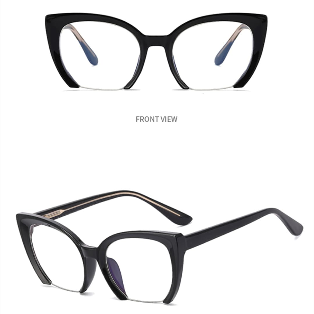 Montature per occhiali da sole retrò Cat Eye da donna, semi-senza montatura, montature per occhiali da uomo alla moda