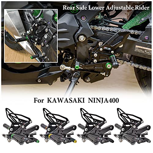 Motorcycle Cnc Passanger Footpegs Rearsets Rear Foot Pegs Pedal Footrest For Ka.wasaki Ninja 250 Ninja250 Ninja-250 Ninja 400 Ninja400 Ninja-400 (2018-2023) Z400 Z 400 Z-400 (2019-2023) (Green) #TOP1