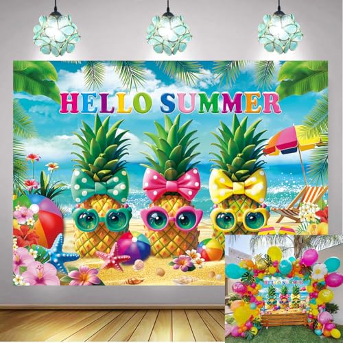 Toile de fond plage hawaïenne 2,4x1,8m décor anniversaire tropical