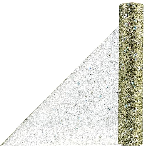 OSVINO Tischläufer Grün 30 cm x 10 m Mit Pailletten Deko Weihnachten Tischdeko Geburtstag Tischdecke Papierrolle Tischband Deko Taufe für Deko Hochzeit Esstisch Wohnzimmer Party Urlaub Handwerk