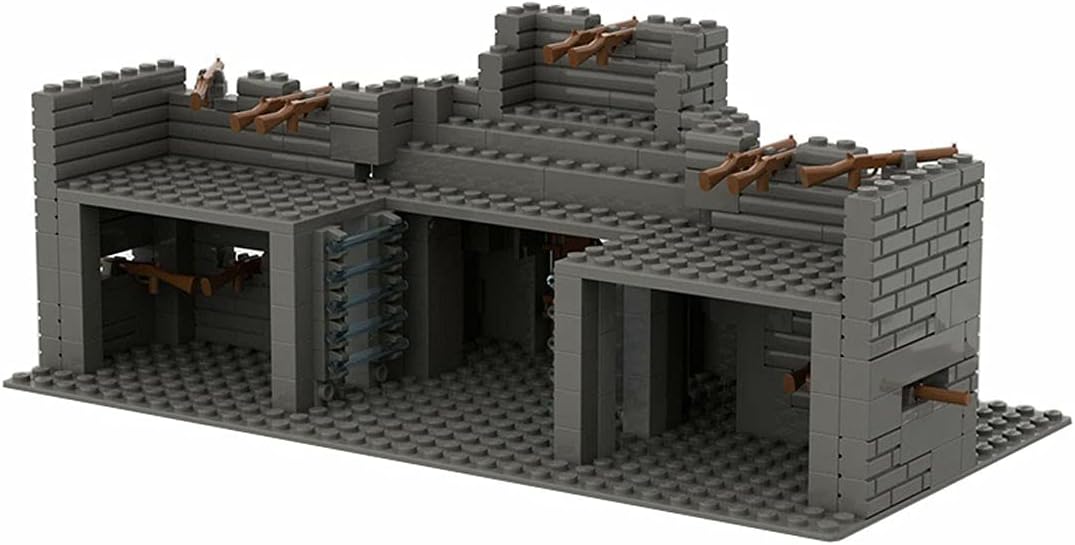 Lemess Military Fortress Building Set, Military Fort Building Blocks, WW2 Scene Building Blocks Set