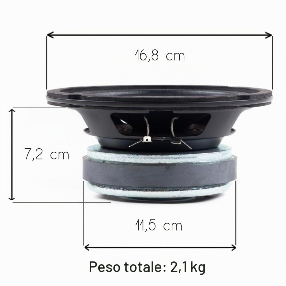 KIT SET PER MASTER AUDIO BN06/4 1 woofer professionale da 16,5 cm 165 mm 6,5" di diametro, 175 watt rms 350 watt max, impedenza 4 ohm, sensibilità 95 db, per auto, 1 pezzo