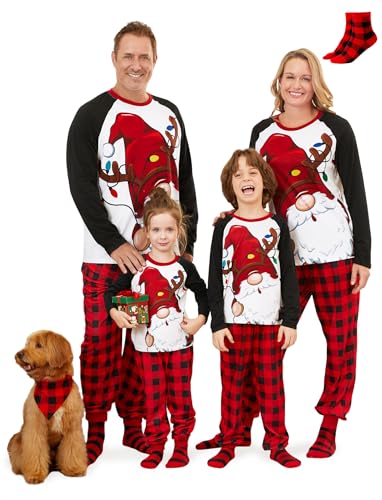 PATPAT Pijamas Navideños Familiares - Coordenadas Navideñas para Toda la Familia, Pijamas de Invierno para Mujer Hombre Niños, Regalos para Parejas, Conjunto de Año Nuevo Mujer, Coordenadas Parejas